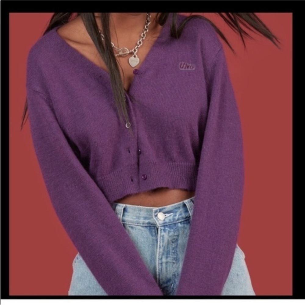 Unif Cropped Polyester Angora Blend sweater